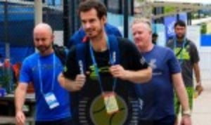 As Andy Murray returned to court for a practice session in Brisbane