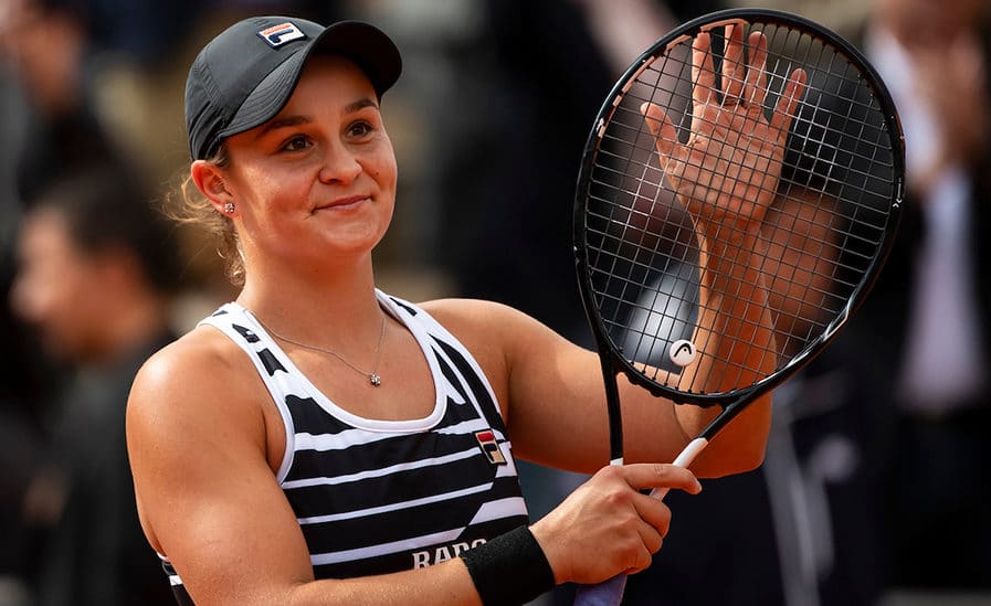 Ashleigh Barty celebrates at French Open