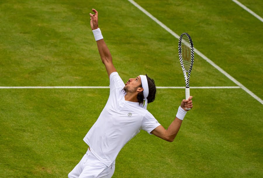 Feliciano Lopez serves at Queens 2019