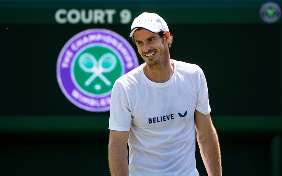 Andy Murray practicing at Wimbledon
