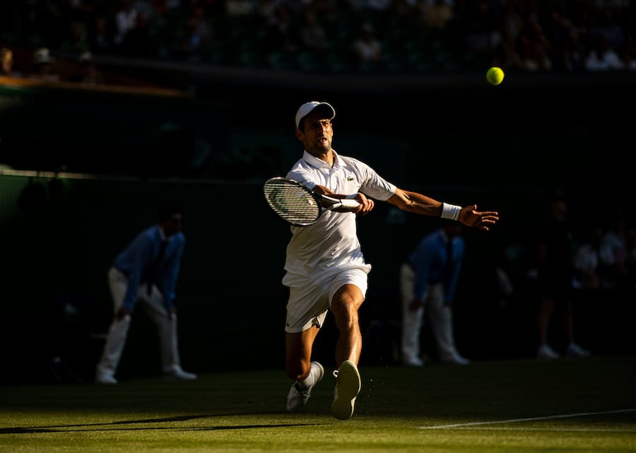 Novak Djokovic Wimbledon 2019 evening shadows