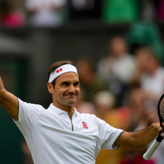 Roger Federer Wimbledon 2019 celebrates