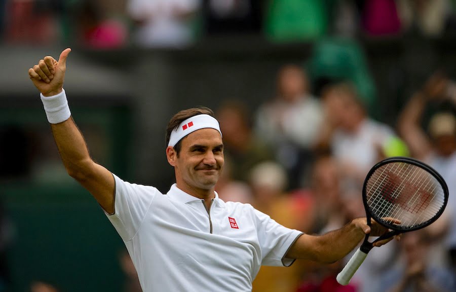 Roger Federer Wimbledon 2019 celebrates