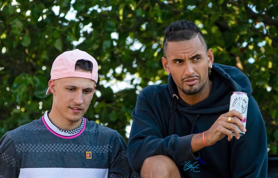 Nick Kyrgios drinks alcohol with friend