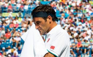 Roger Federer looking despondent