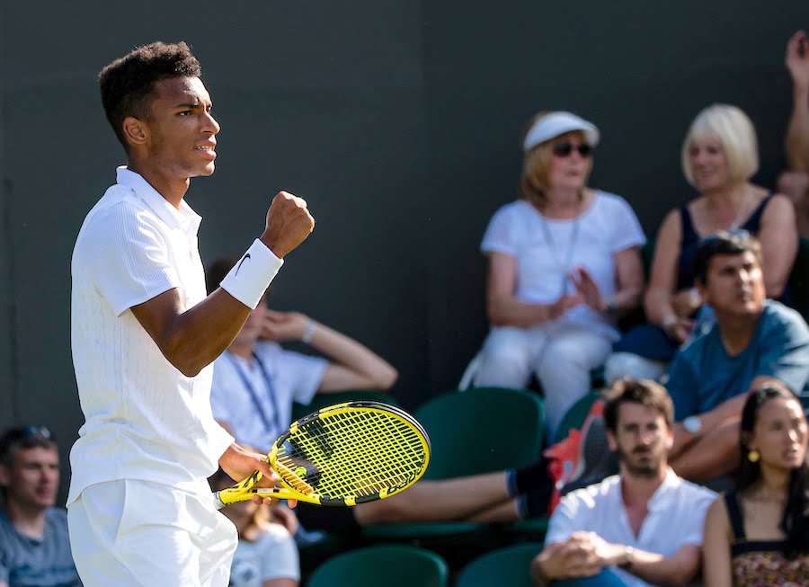 Felix Auger-Aliassime clenches fist Wimbledon 2019