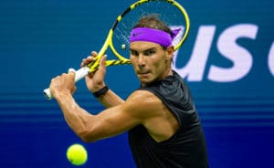 Rafa Nadal hits backhand at US Open 2019