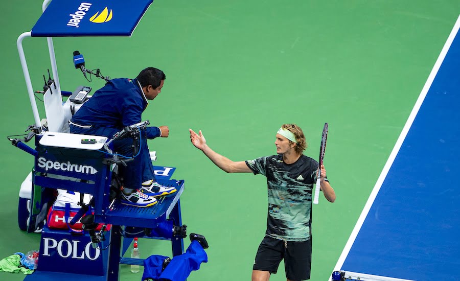 Alexander Zverev US Open 2019 argues with umpire