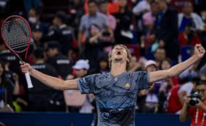 Alexander Zverev celebrates at Shanghai 2019