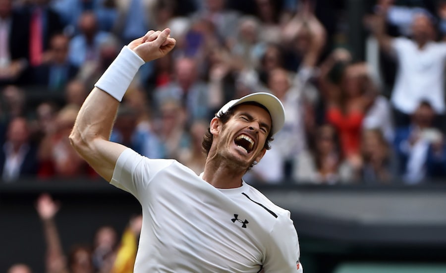 Andy Murray celebrates winning Wimbledon 2016
