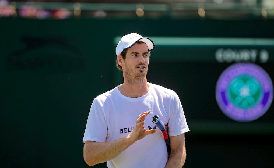 Andy Murray practises and smiles at Wimbledon 2019