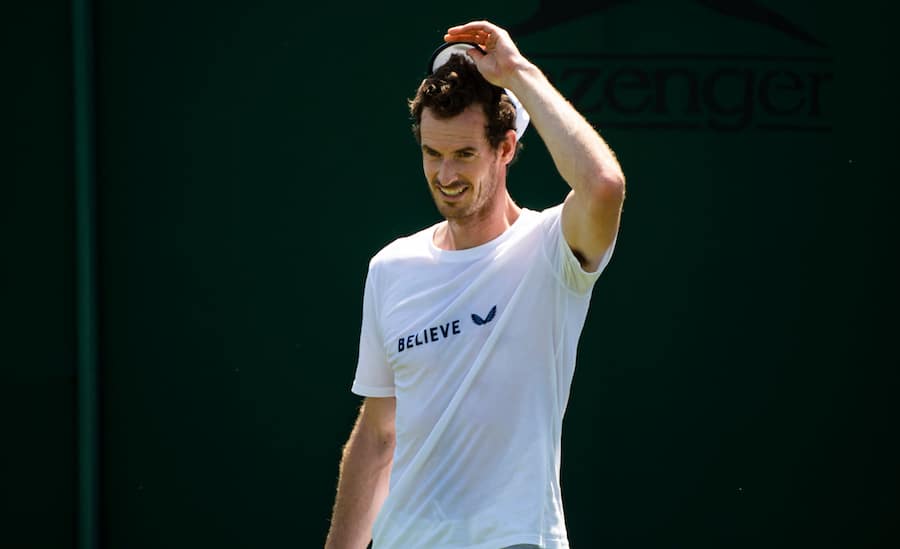Andy Murray smiles in practise at Wimbledon 2019.jpg