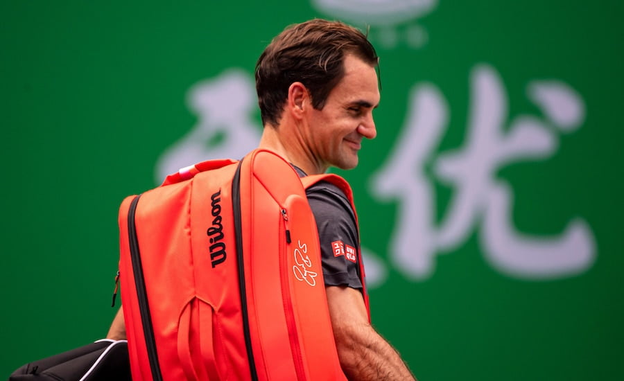 Roger Federer smiles in Shanghai 2019