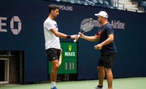 Novak Djokovic and coach at US Open 2019
