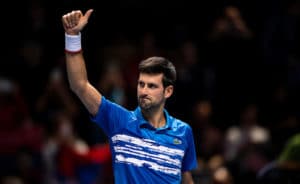 Novak Djokovic thumbs up ATP Finals 2019