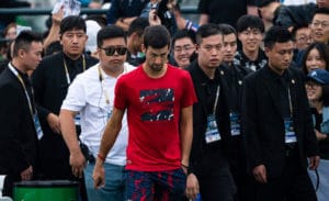 Novak Djokovic with crowd at Shanghai 2019
