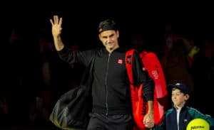 Roger Federer ATP Finals London 2019 with ballboy