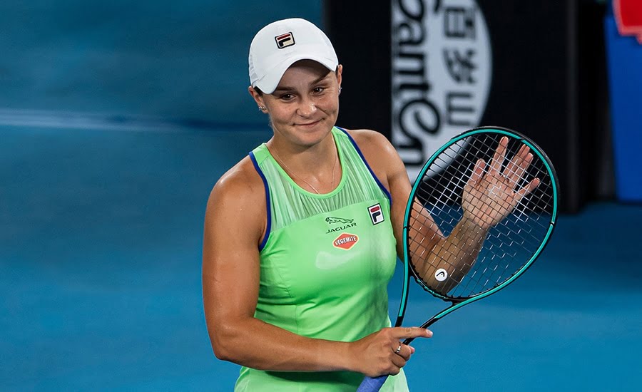 Ashleigh Barty at Australian Open after win