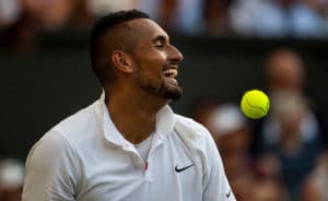 Nick Kyrgios laughing at Wimbledon