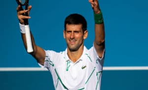 Novak Djokovic celebrates at Australian Open