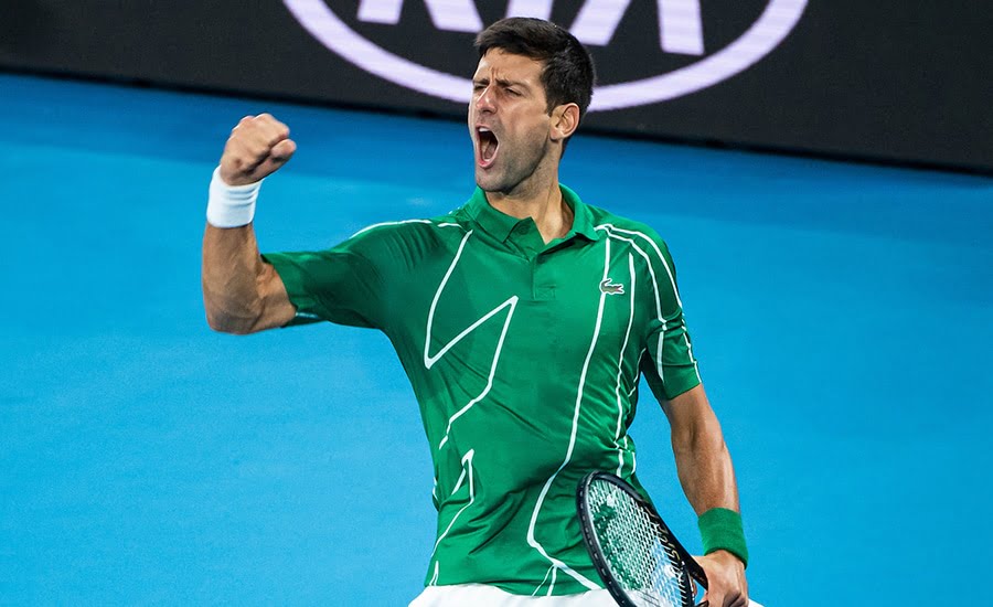 Novak Djokovic celebrating at Australian Open