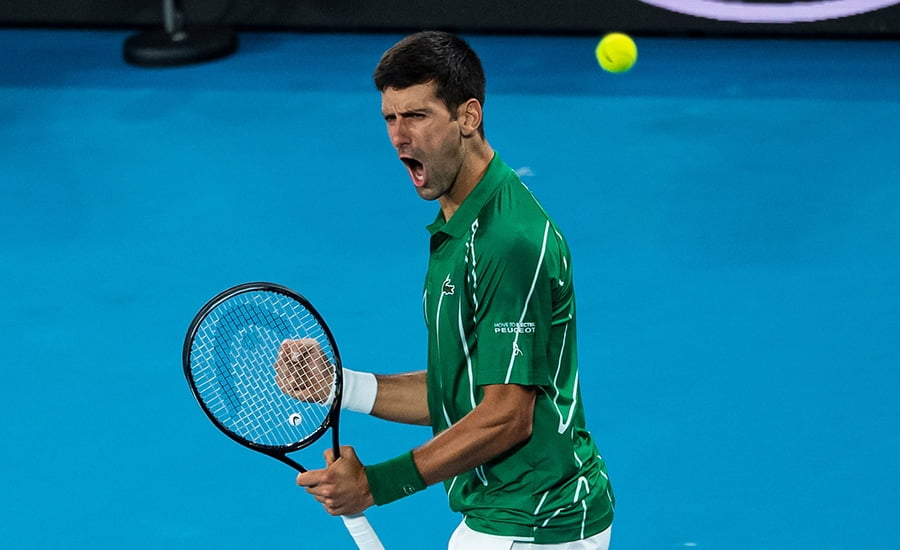 Novak Djokovic roar