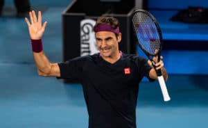 Roger Federer celebrates