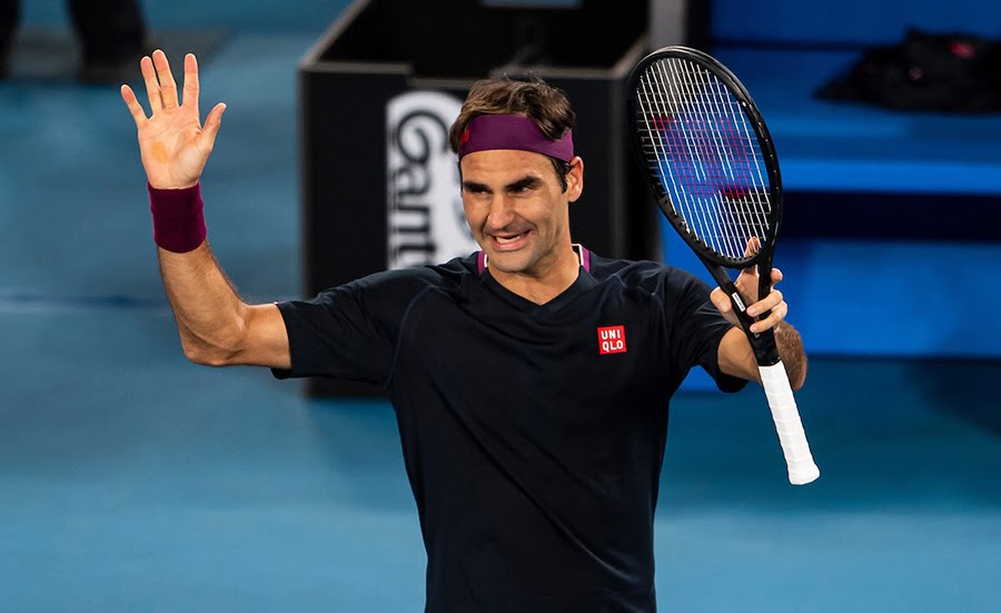 Roger Federer celebrates