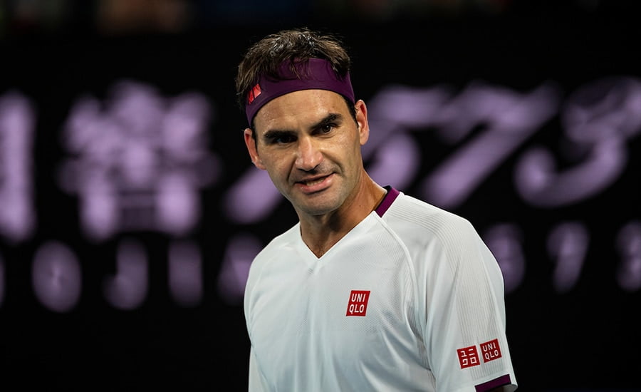 Roger Federer looking unhappy