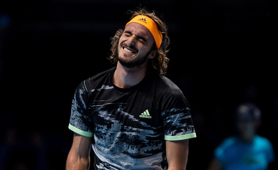 Stefanos Tsitsipas reacts