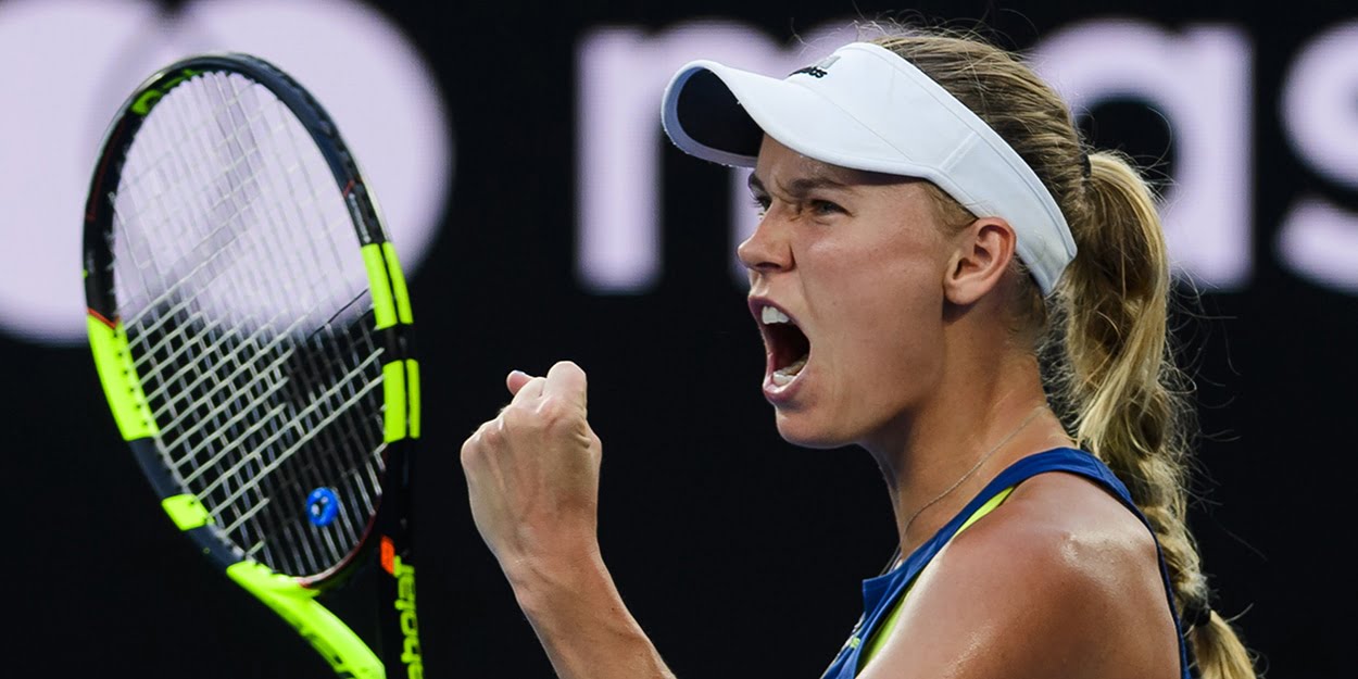 Caroline Wozniacki celebrates