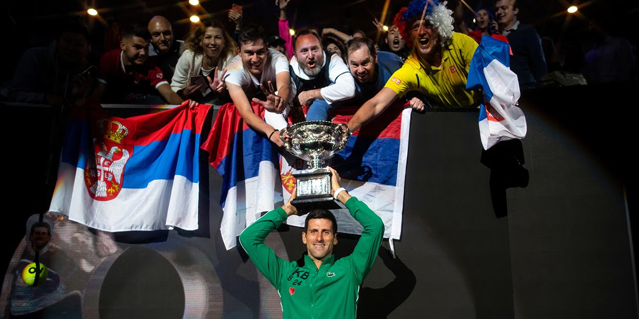 Novak Djokovic with Serbian fans