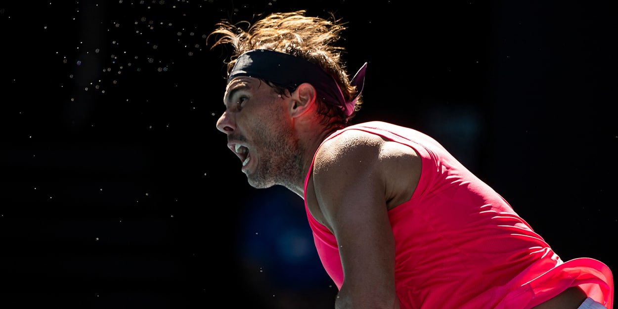 Rafael Nadal in serving motion