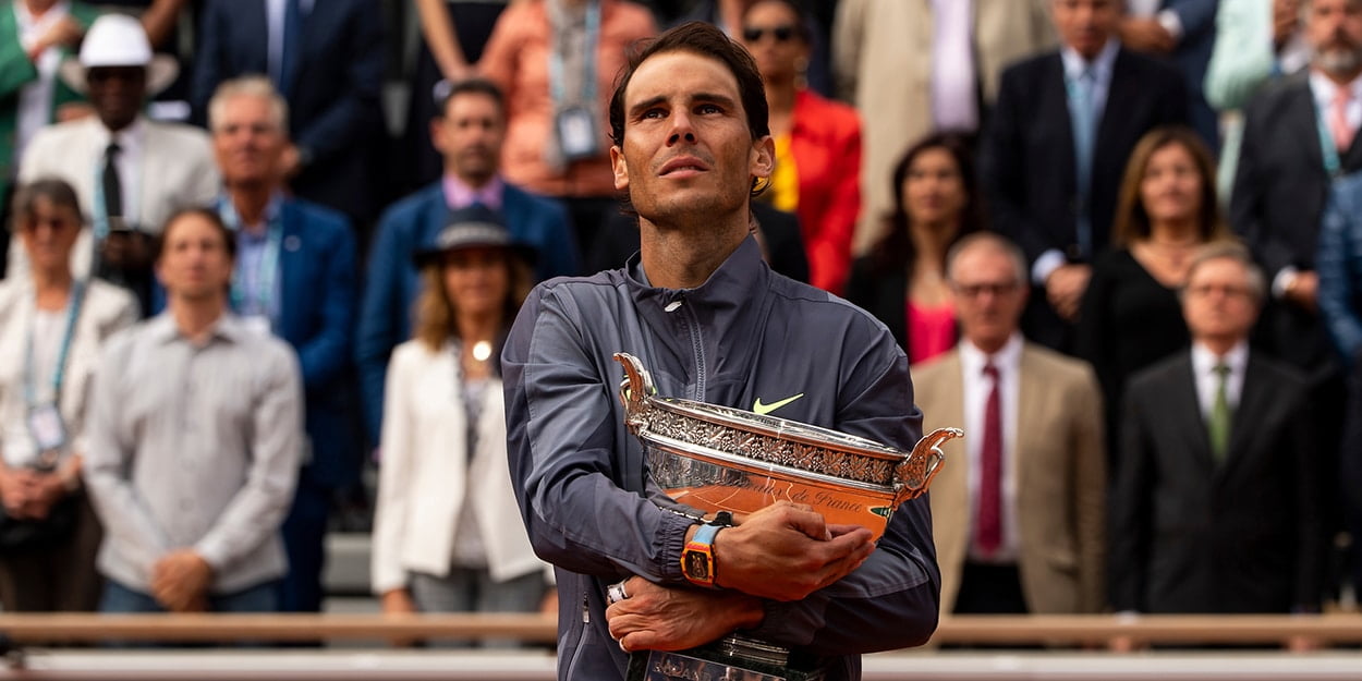 Rafael Nadal with French Open trophy Roland Garros