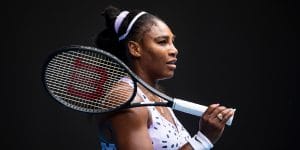 Serena Williams looking on