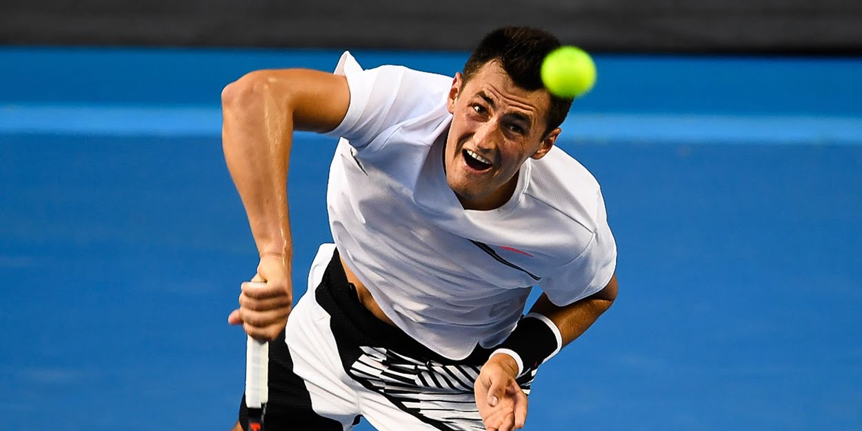 Australian Bernard Tomic serving