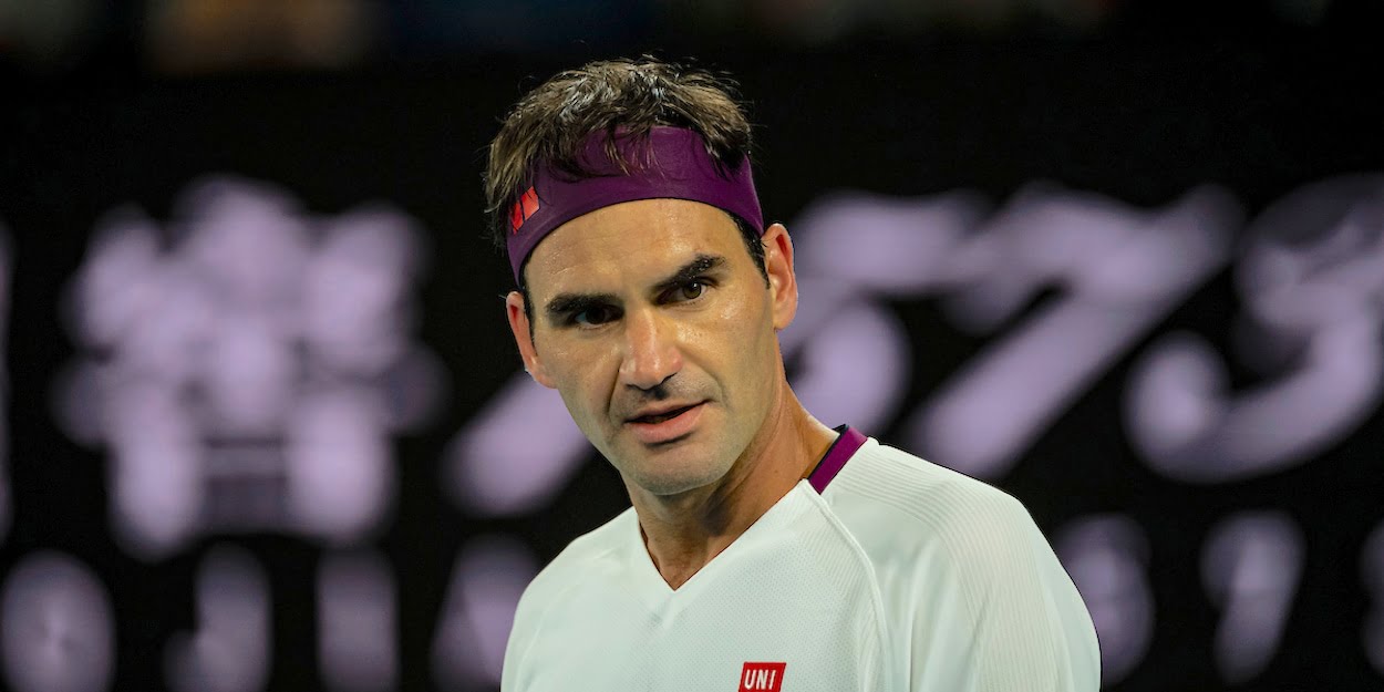Roger Federer looks annoyed