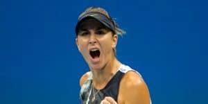Belinda Bencic shouts US Open
