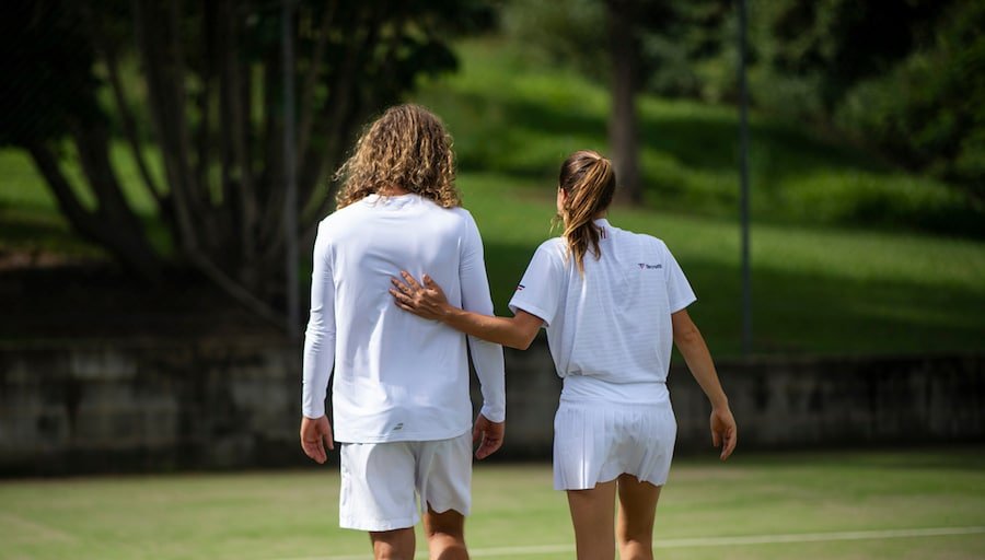 mens and womens tennis clothing white
