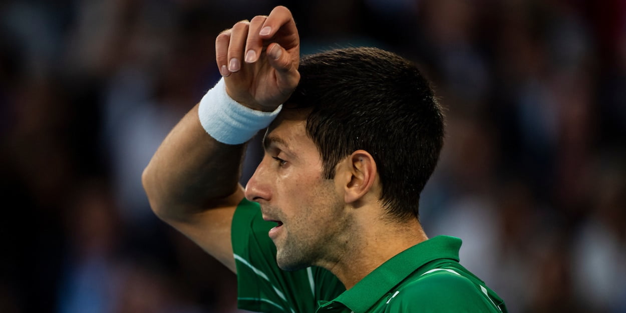 Novak Djokovic wipes brow at Australian Open 2020