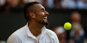 Nick Kyrgios at Wimbledon laughing