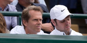 Roger Federer coaches Severin Luthi and Stefan Edberg