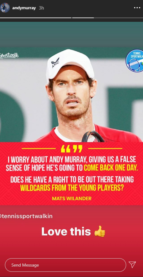 Andy Murray instagram response