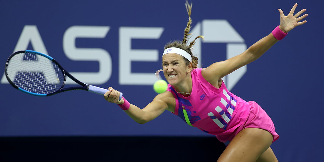 Victoria Azarenka stretching on forehand