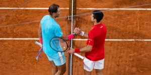 Djokovic Nadal shake hands at net