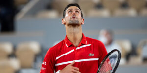Novak Djokovic looking up