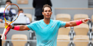 Rafa Nadal celebrates at French Open 2020