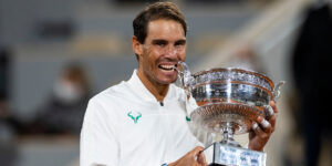 Rafa Nadal with French Open 2020 trophy