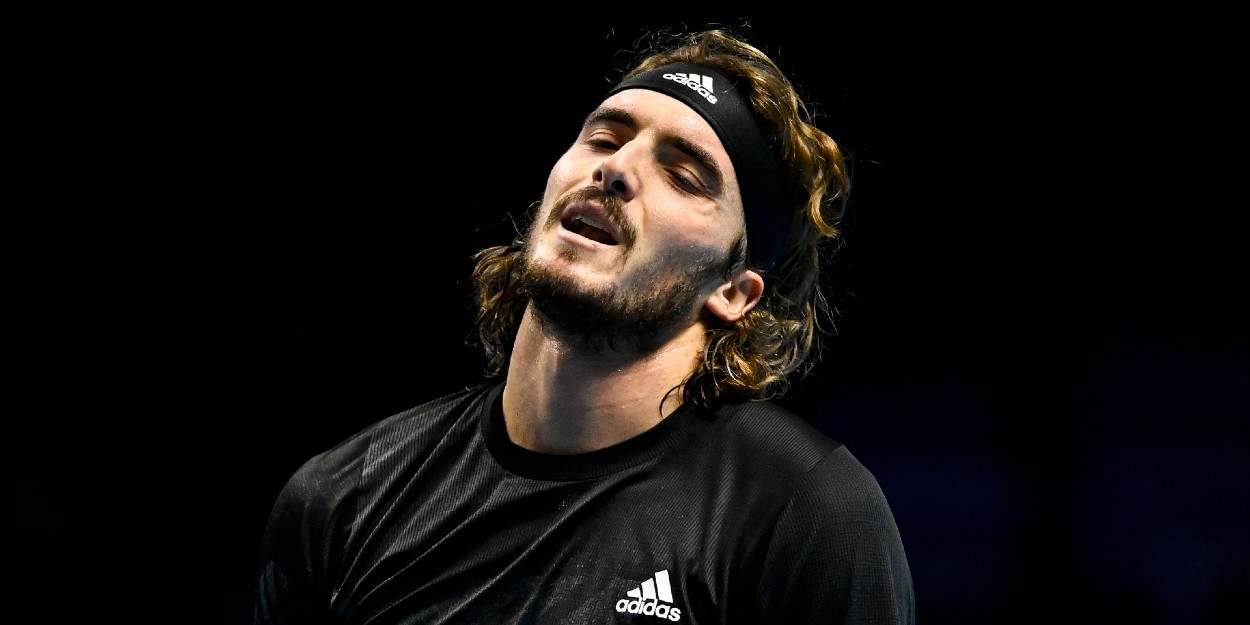 Stefanos Tsitsipas reacts at ATP Finals