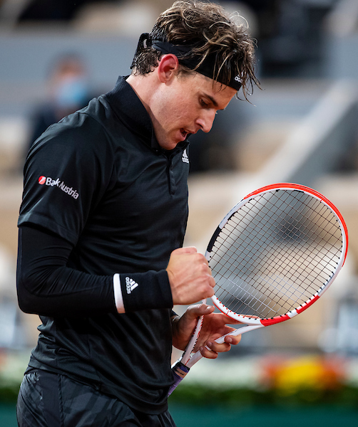 Dominic Thiem clenches fist during French Open 2020